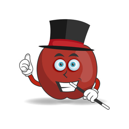 The Apple mascot character becomes a magician. vector illustrationのイラスト素材