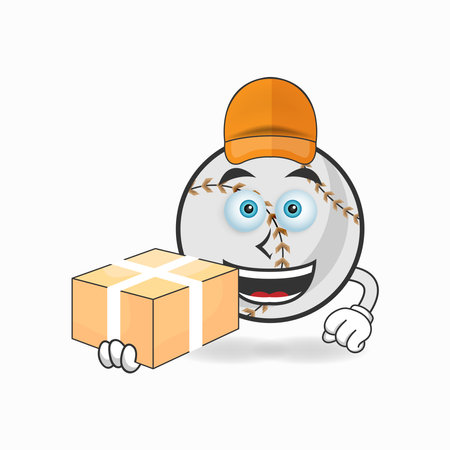 The Baseball mascot character is a delivery person. vector illustrationのイラスト素材