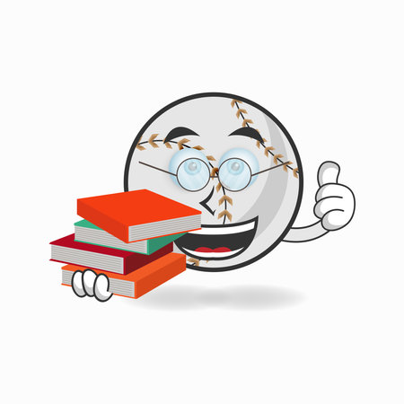 The Baseball mascot character becomes a librarian. vector illustrationのイラスト素材
