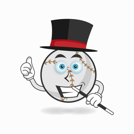 The Baseball mascot character becomes a magician. vector illustrationのイラスト素材