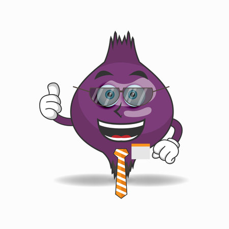 The Purple Onion mascot character becomes a businessman. vector illustrationのイラスト素材