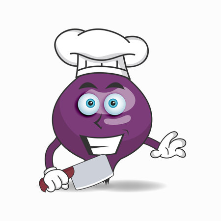 The Purple Onion mascot character becomes a chef. vector illustrationのイラスト素材