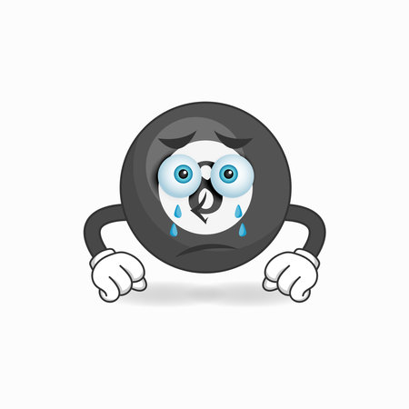 Billiard ball mascot character with sad expression. vector illustrationのイラスト素材