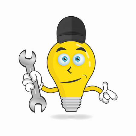 The Bulb mascot character becomes a mechanic. vector illustrationのイラスト素材