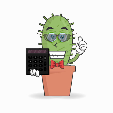 The Cactus mascot character becomes an accountant. vector illustrationのイラスト素材