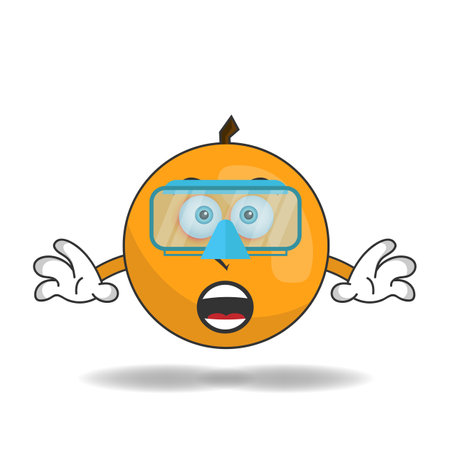 The Orange mascot character is diving. vector illustrationのイラスト素材
