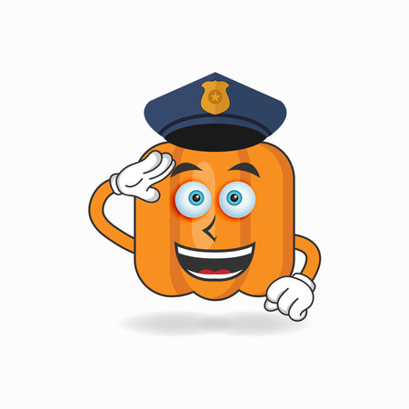 The Pumpkin mascot character becomes a policeman. vector illustrationのイラスト素材