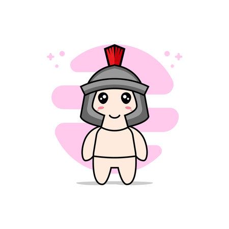 Cute baby character wearing gladiator costume. Mascot design conceptのイラスト素材