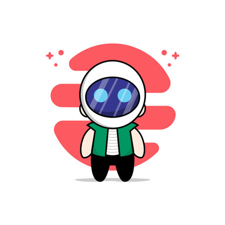 Cute men character wearing astronaut costume. Mascot design conceptのイラスト素材