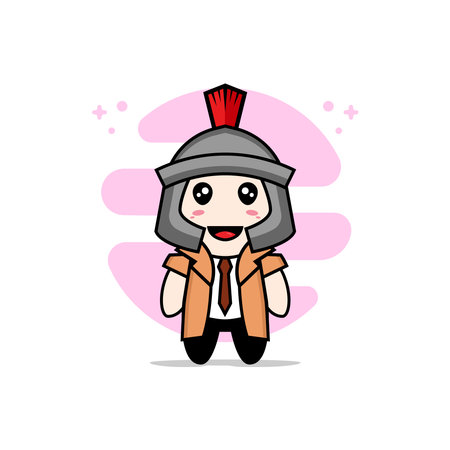 Cute detective character wearing gladiator costume. Mascot design conceptのイラスト素材