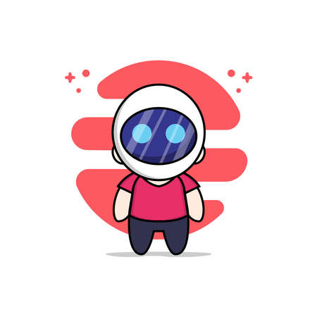 Cute kids character wearing astronaut costume. Mascot design concept