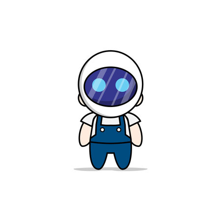 Cute mechanic character wearing astronaut costume. Mascot design conceptのイラスト素材