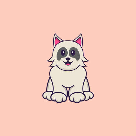 Cute dog is sitting. Animal cartoon concept isolated. Can used for t-shirt, greeting card, invitation card or mascot.のイラスト素材