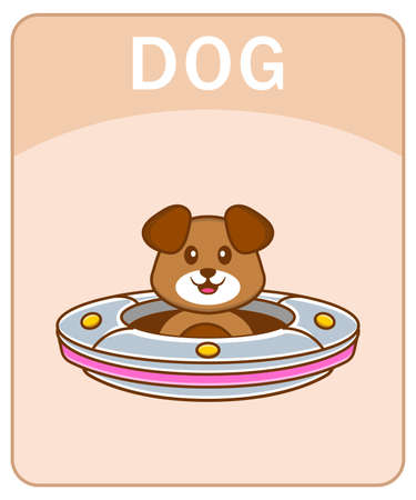 Alphabet flashcard with Cute dog cartoon character.のイラスト素材