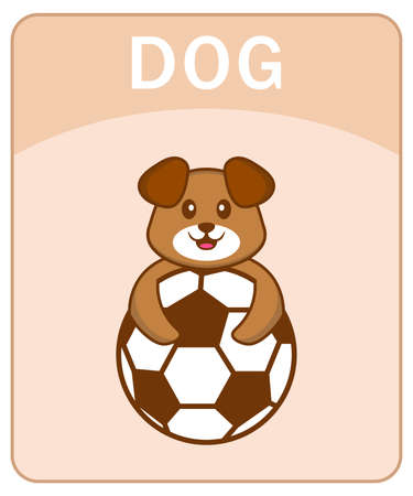 Alphabet flashcard with Cute dog cartoon character.のイラスト素材