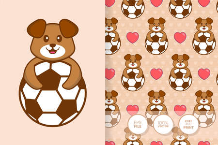 Cute dog cartoon character. seamless pattern background.のイラスト素材