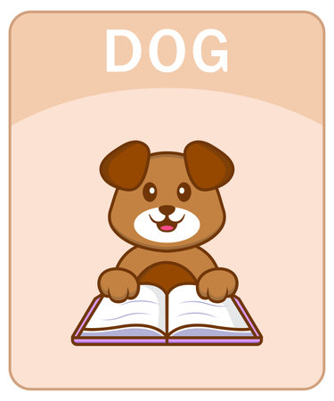 Alphabet flashcard with Cute dog cartoon character.のイラスト素材