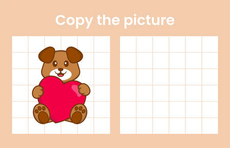 Copy the picture of a cute dog. Educational game for children. Cartoon vector illustrationのイラスト素材