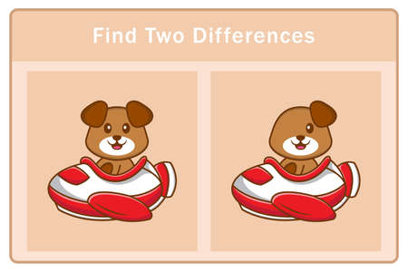 Cute dog cartoon character. Find differences. Educational game for children. Cartoon vector illustrationのイラスト素材