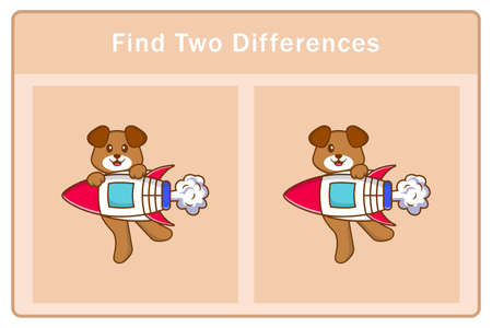Cute dog cartoon character. Find differences. Educational game for children. Cartoon vector illustrationのイラスト素材
