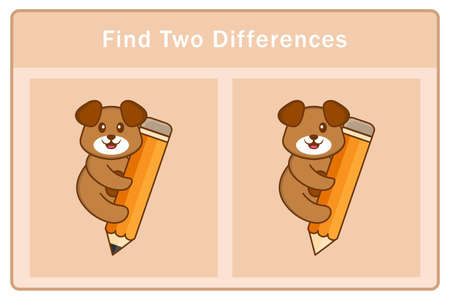 Cute dog cartoon character. Find differences. Educational game for children. Cartoon vector illustrationのイラスト素材