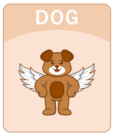 Alphabet flashcard with Cute dog cartoon character.のイラスト素材