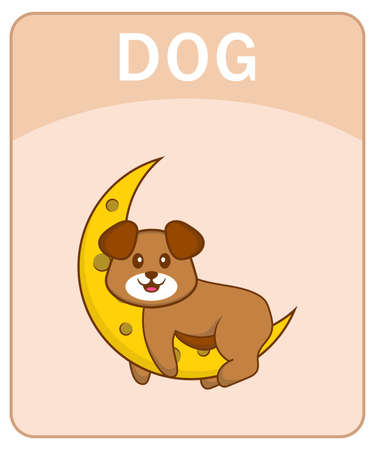 Alphabet flashcard with Cute dog cartoon character.のイラスト素材