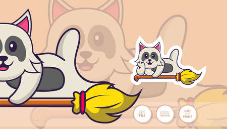 Hand drawn illustration of Cute dog. Cartoon character concept - Stickersのイラスト素材