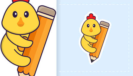 Cute vector chicken. Can be used for stickers, patches, textiles, paper. Vector illustrationのイラスト素材
