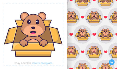 Cute bear mascot character. Can be used for stickers, pattern, patches, textiles, paper. Vector illustrationのイラスト素材