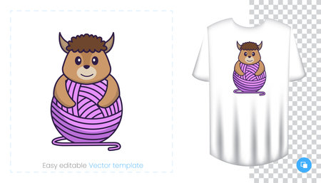 Cute sheep character. Prints on T-shirts, sweatshirts, cases for mobile phones, souvenirs. Isolated vector illustration on white background.のイラスト素材