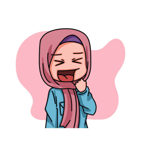 Illustration of female character wearing hijab. Vector Illustrationのイラスト素材