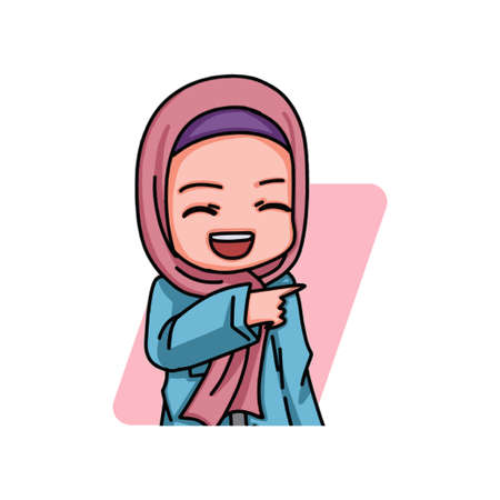Illustration of female character wearing hijab. Vector Illustrationのイラスト素材
