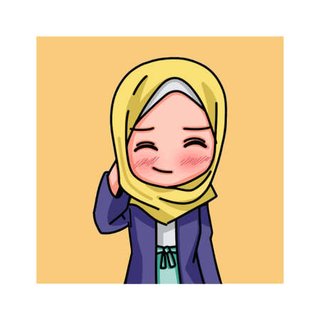 Illustration of young muslim women wearing hijab. vector illustrationのイラスト素材