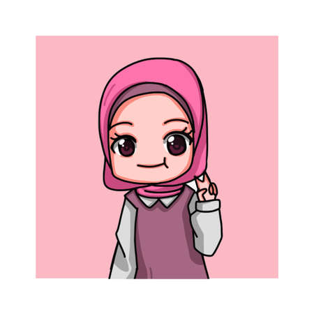 Cute Female Muslim Character. Vector Illustration