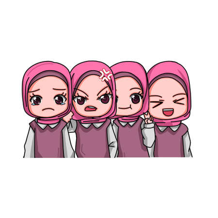 Cute Female Muslim Character. Vector Illustrationのイラスト素材