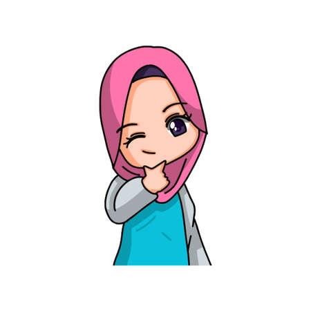 Cute Female Muslim Character. Vector Illustrationのイラスト素材