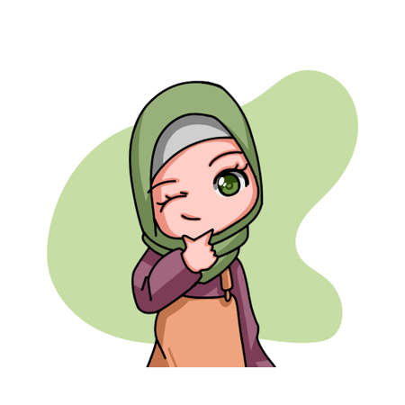 Cute Female Muslim Character. Vector Illustrationのイラスト素材