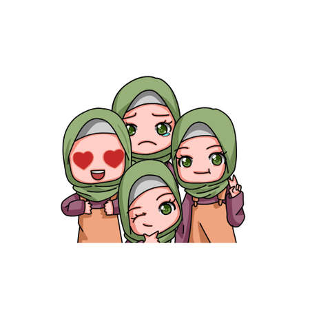 Cute Female Muslim Character. Vector Illustrationのイラスト素材