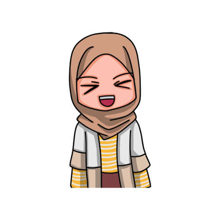 Cute Female Muslim Character. Vector Illustrationのイラスト素材