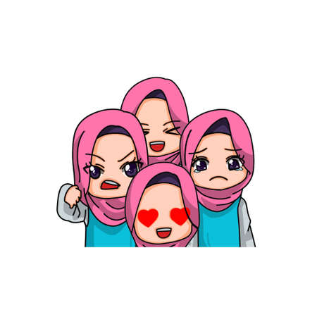 Cute Female Muslim Character. Vector Illustrationのイラスト素材