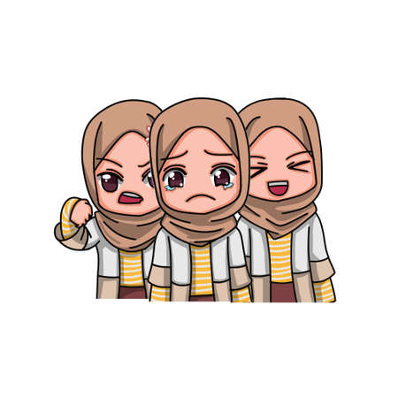 Cute Female Muslim Character. Vector Illustrationのイラスト素材