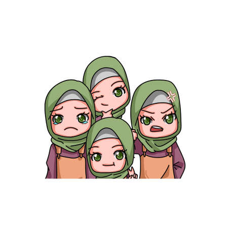 Cute Female Muslim Character. Vector Illustrationのイラスト素材