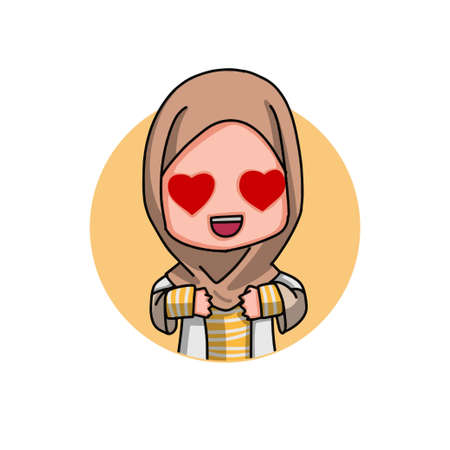 Cute Female Muslim Character. Vector Illustrationのイラスト素材