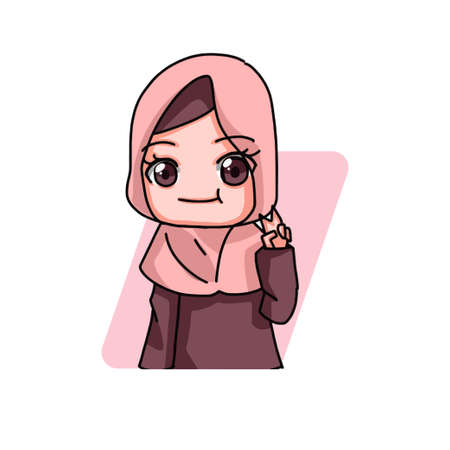 Cute Female Muslim Character. Vector Illustrationのイラスト素材
