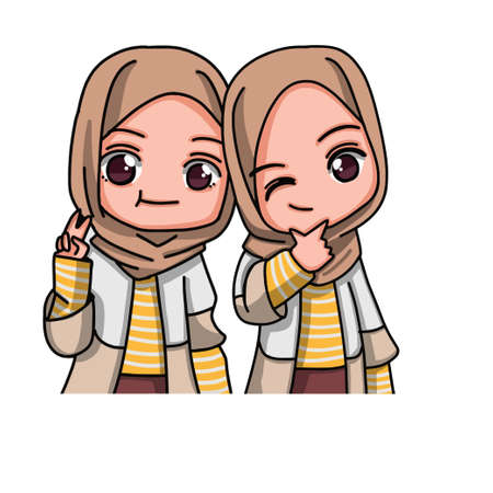 Cute Female Muslim Character. Vector Illustrationのイラスト素材