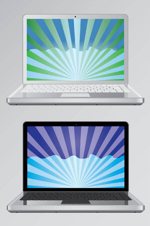 Laptops with the wallpaperのイラスト素材