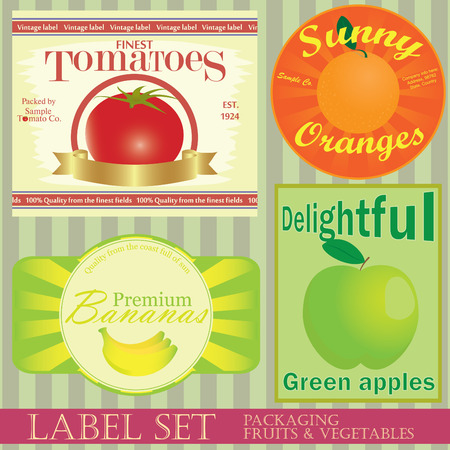 Label set: fruits and vegetablesのイラスト素材