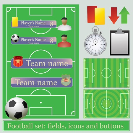 Football set: fields, icons and buttonsのイラスト素材