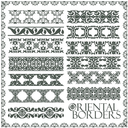 Oriental style ornament elements. All components are easy editable and can be assembled.のイラスト素材